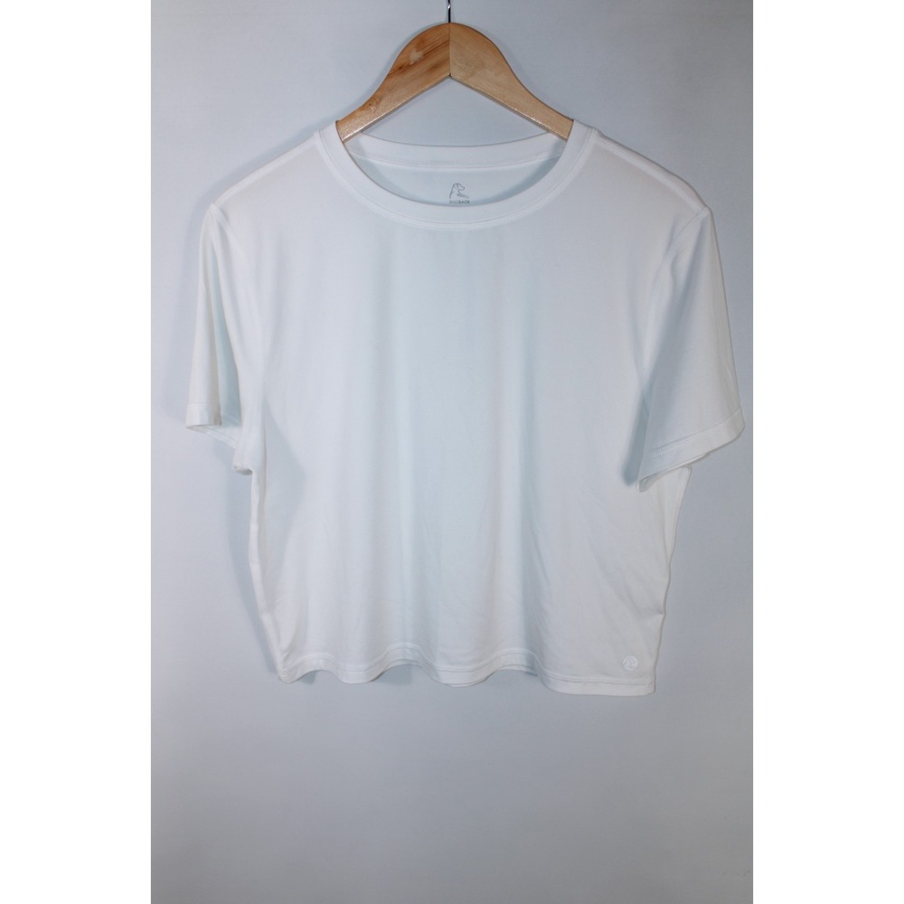 Rhoback Women's Medium White Soft Stretchy Crew Neck Short Sleeve T-Shirt